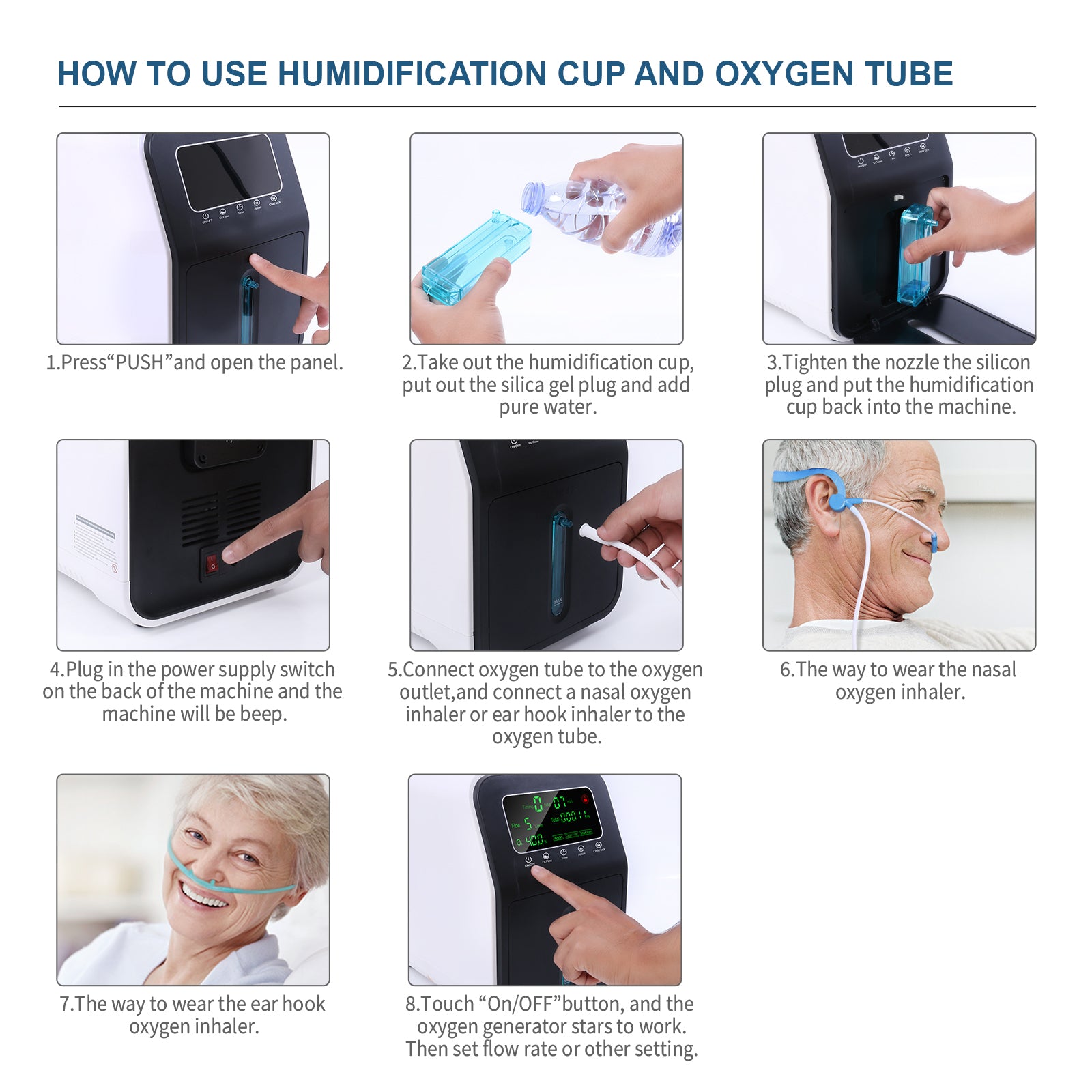 OSITO oxygen concentrator SKY-608B new upgraded model, 1-9L/min adjustable, 24-hour continuous flow, purity 96%, low noise ≤45dB SYK-608B