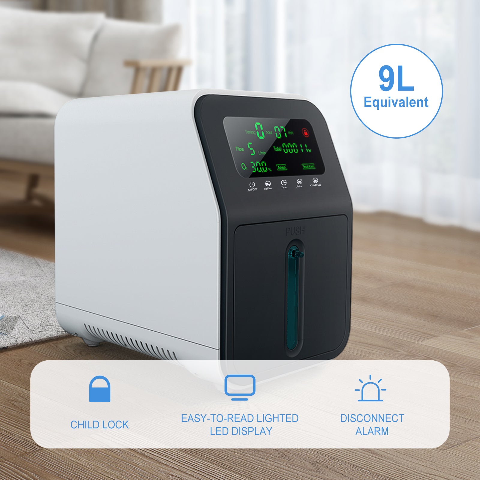 OSITO oxygen concentrator SKY-608B new upgraded model, 1-9L/min adjustable, 24-hour continuous flow, purity 96%, low noise ≤45dB SYK-608B