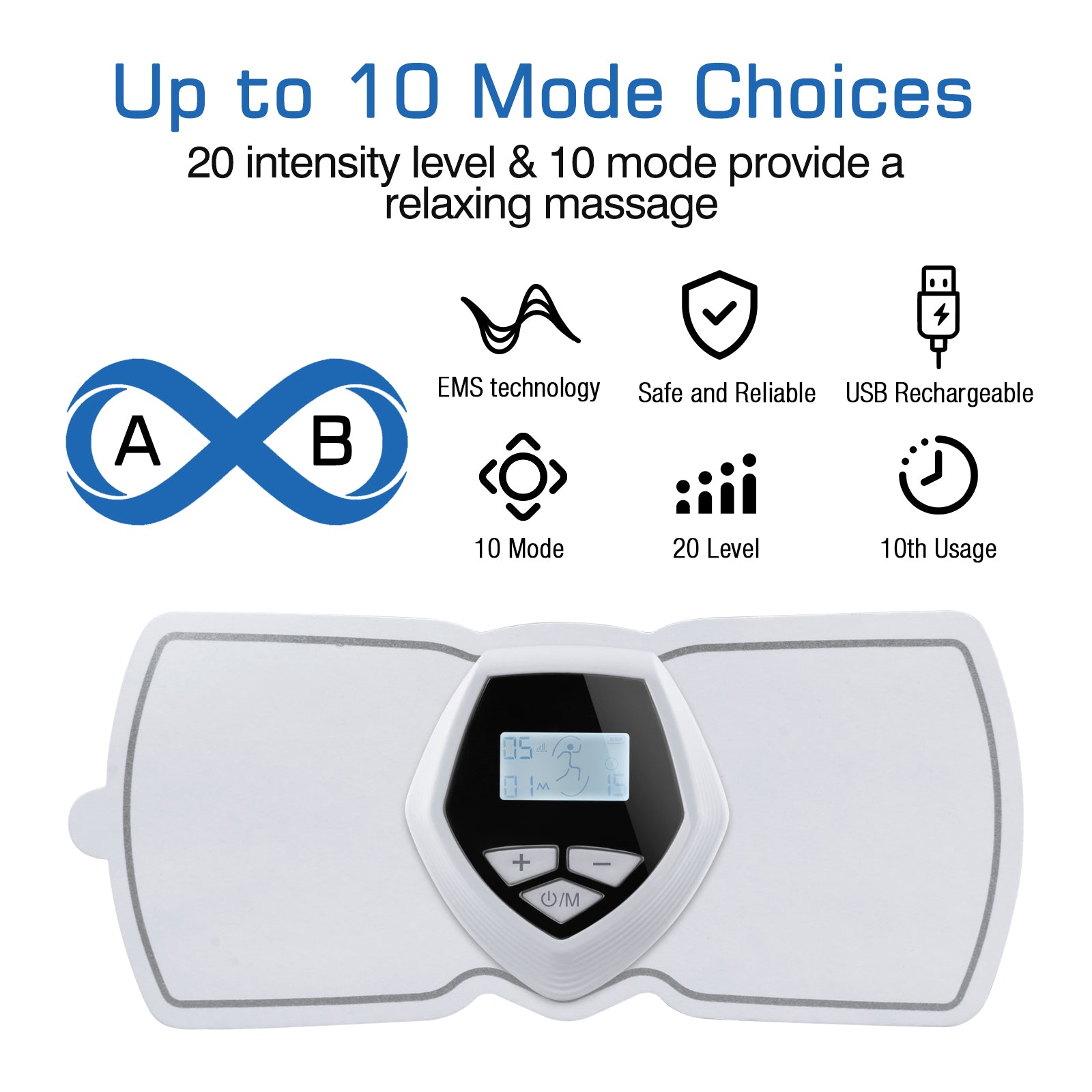 Wireless TENS Unit Muscle Stimulator, Adopt Electric Shock Therapy for Muscles, Portable Mini Massager Muscle Stimulator for Pain Relief, Replaceable Adhesive Electrode Pad, 20 Gears Adjustable