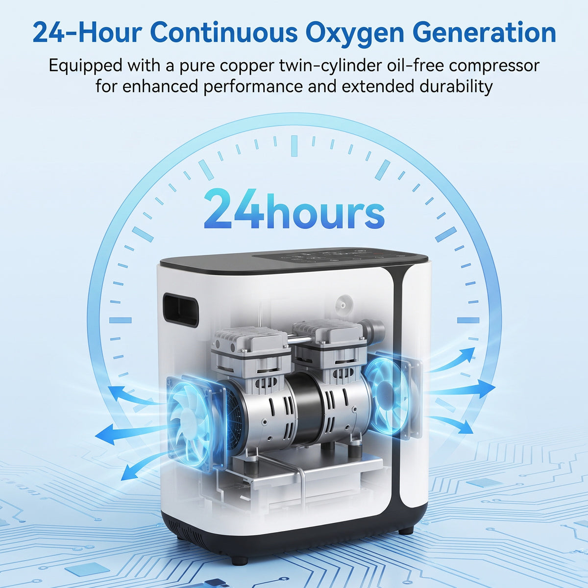 Oxygen Concentrator 1-6L/min Adjustable , 24h Continuous Flow ,90% Purity ,Low Noise ≤45dB