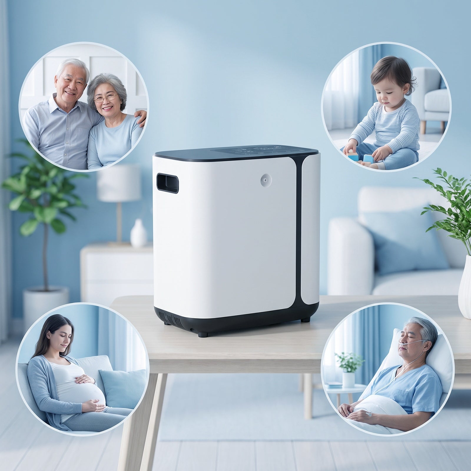 Oxygen Concentrator 1-6L/min Adjustable , 24h Continuous Flow ,90% Purity ,Low Noise ≤45dB