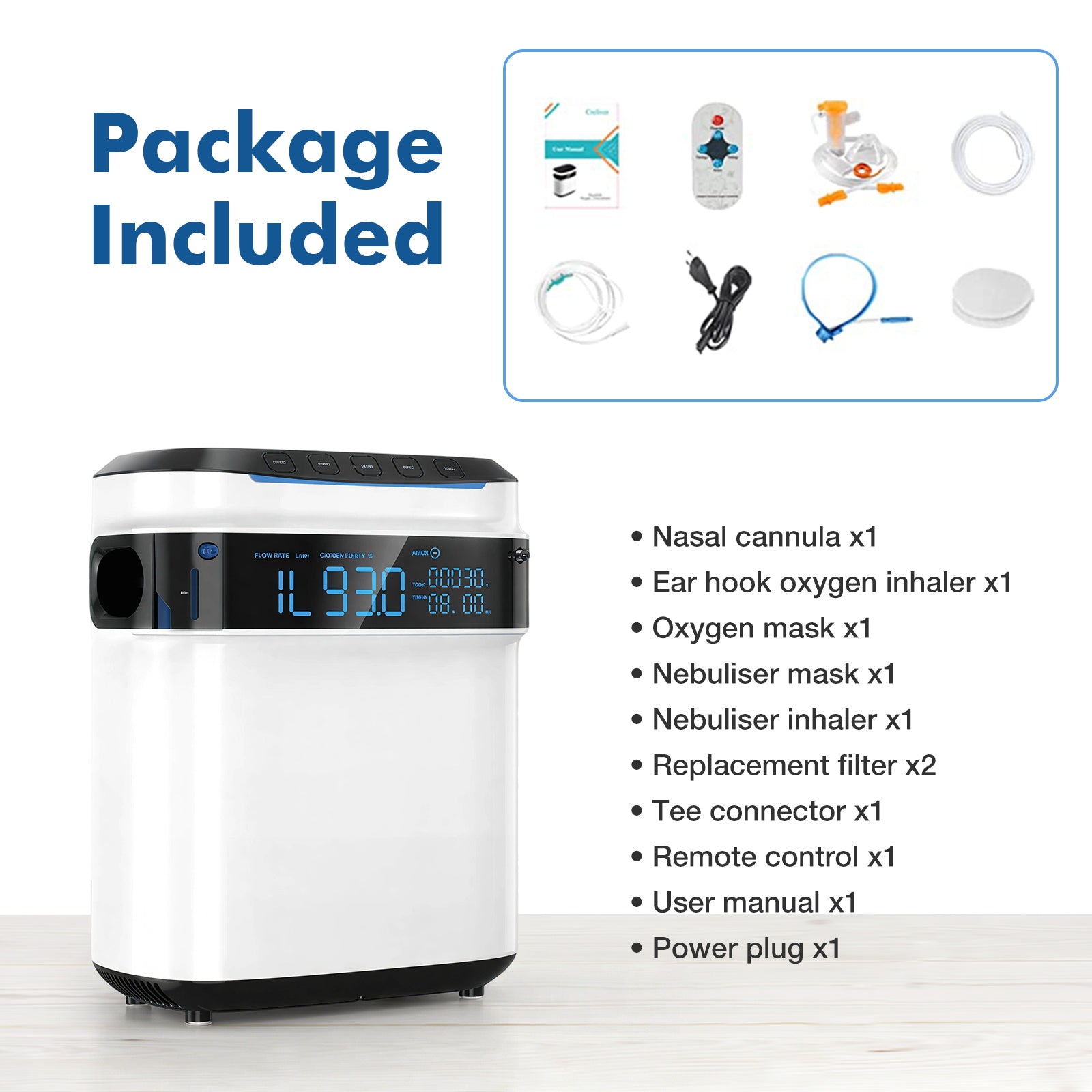 KJR-11HW Home Oxygen Concentrator, 1-7L/min adjustable, 24-hour continuous flow, purity 94%, low noise ≤42dB