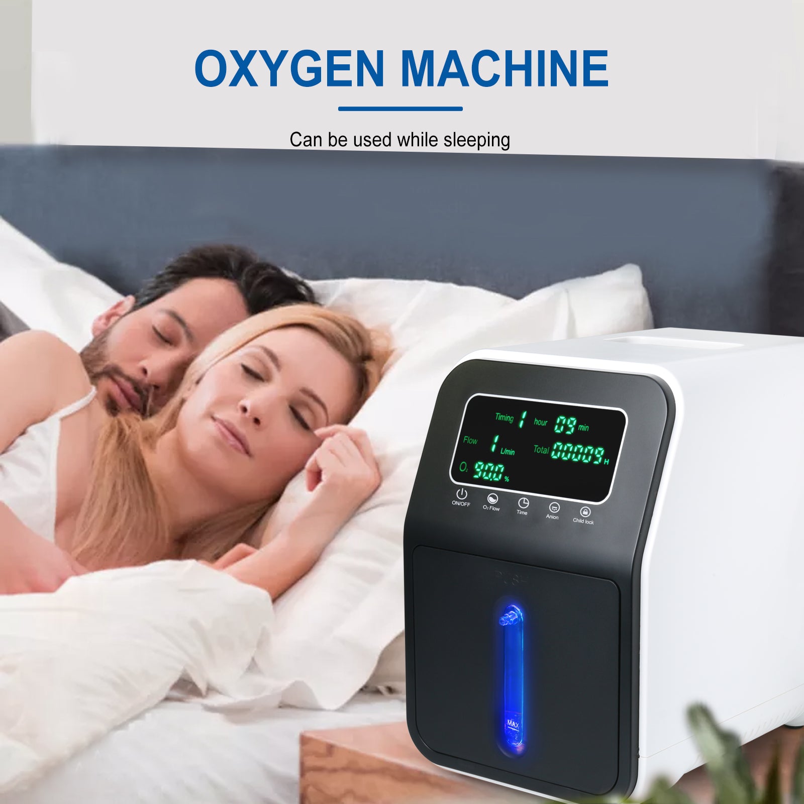 OSITO oxygen concentrator SKY-608B new upgraded model, 1-9L/min adjustable, 24-hour continuous flow, purity 96%, low noise ≤45dB SYK-608B