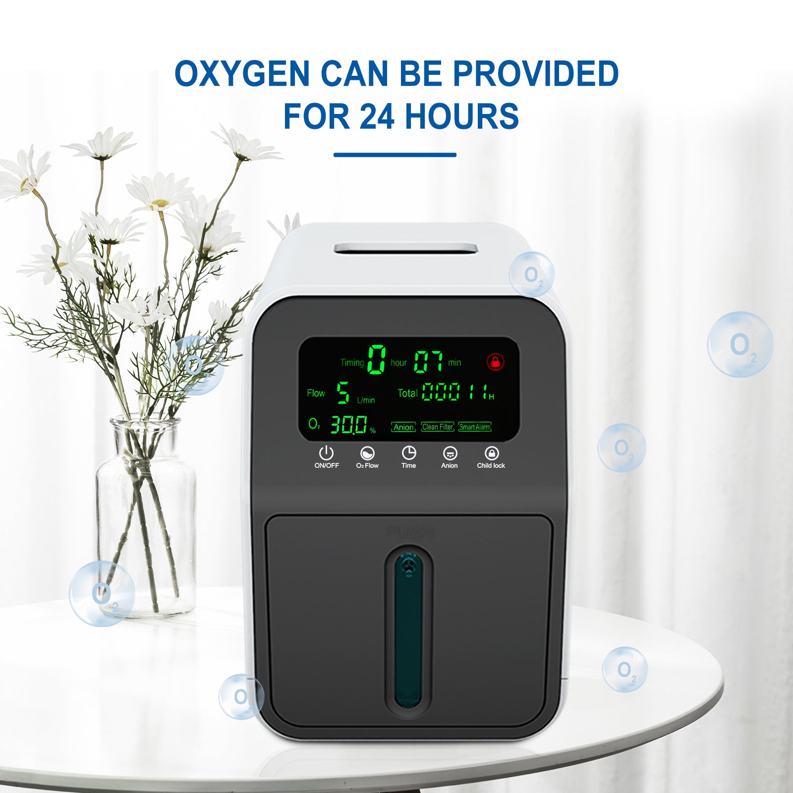 OSITO oxygen concentrator SKY-608B new upgraded model, 1-9L/min adjustable, 24-hour continuous flow, purity 96%, low noise ≤45dB SYK-608B