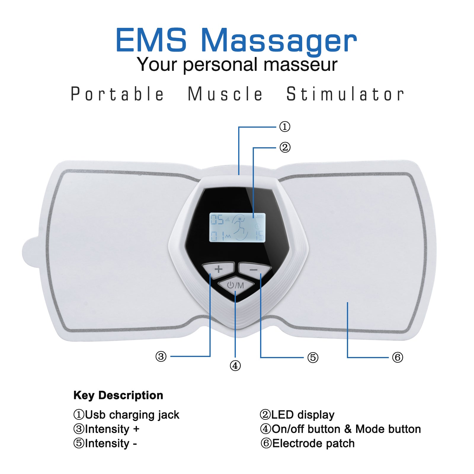 Wireless TENS Unit Muscle Stimulator, Adopt Electric Shock Therapy for Muscles, Portable Mini Massager Muscle Stimulator for Pain Relief, Replaceable Adhesive Electrode Pad, 20 Gears Adjustable