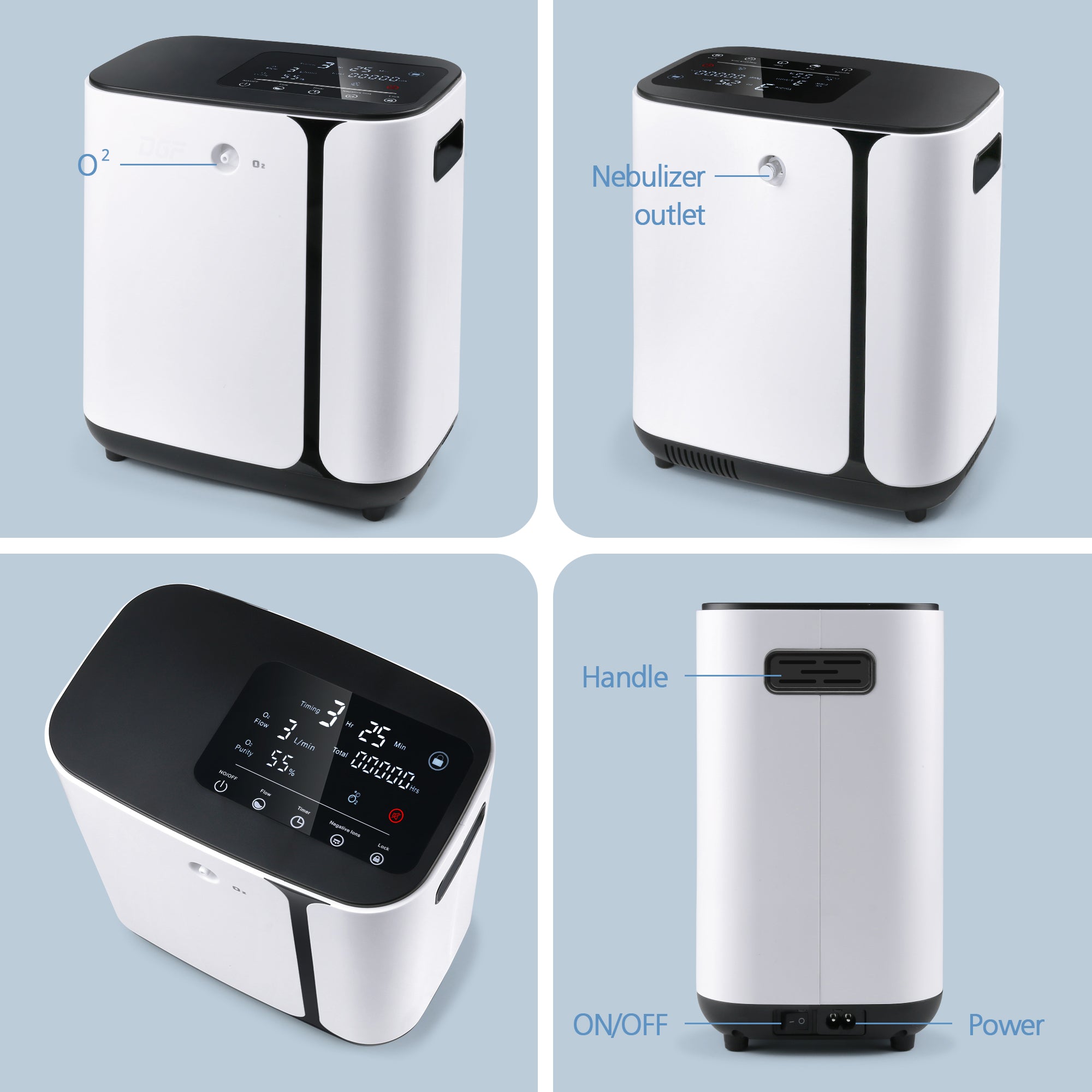 Oxygen Concentrator 1-7L/min Adjustable , 24h Continuous Flow ,90% Purity ,Low Noise ≤45dB