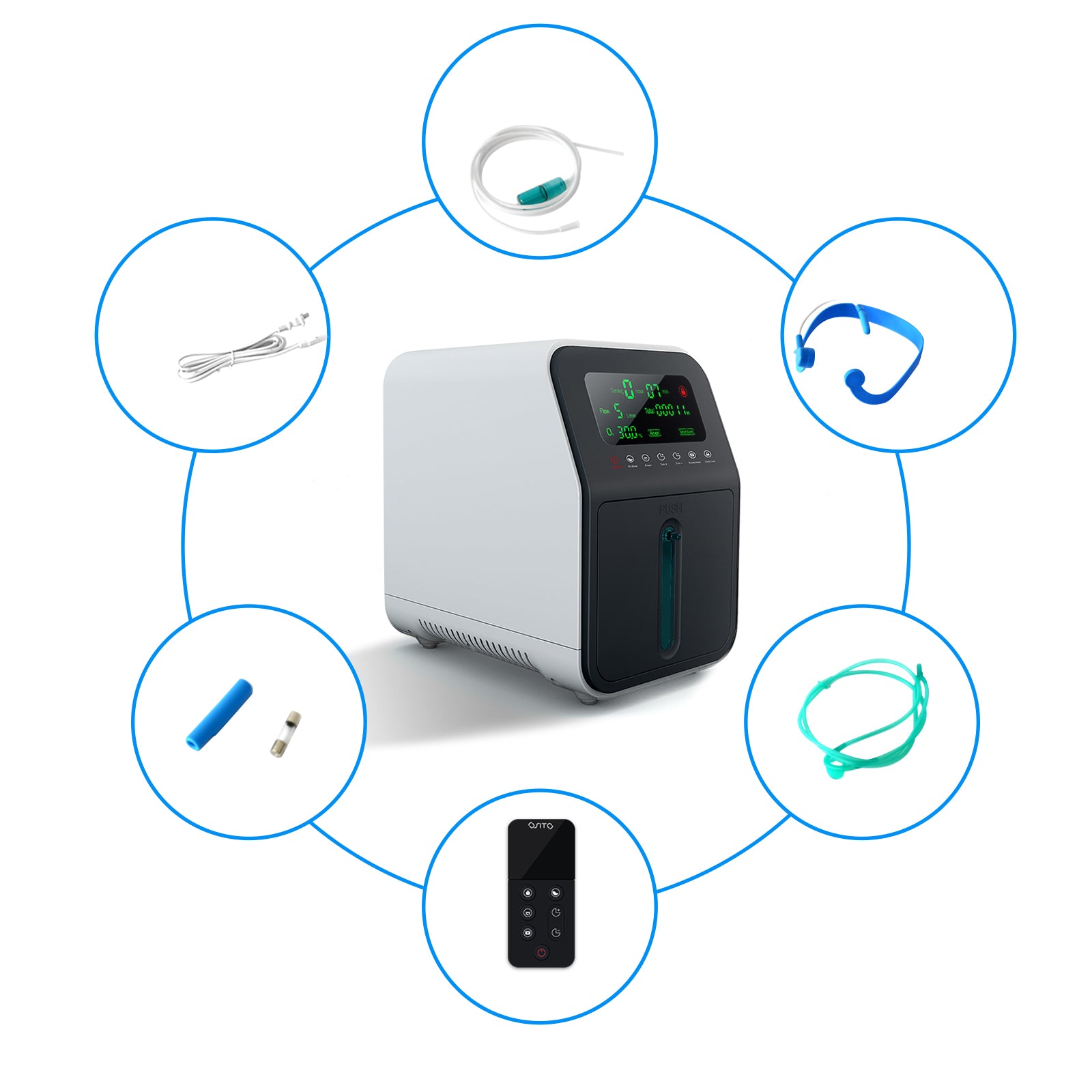 OSITO Oxygen Concentrator 1-7L/min Adjustable , 24h Continuous Flow ,90% Purity ,Low Noise ≤45dB SYK-608