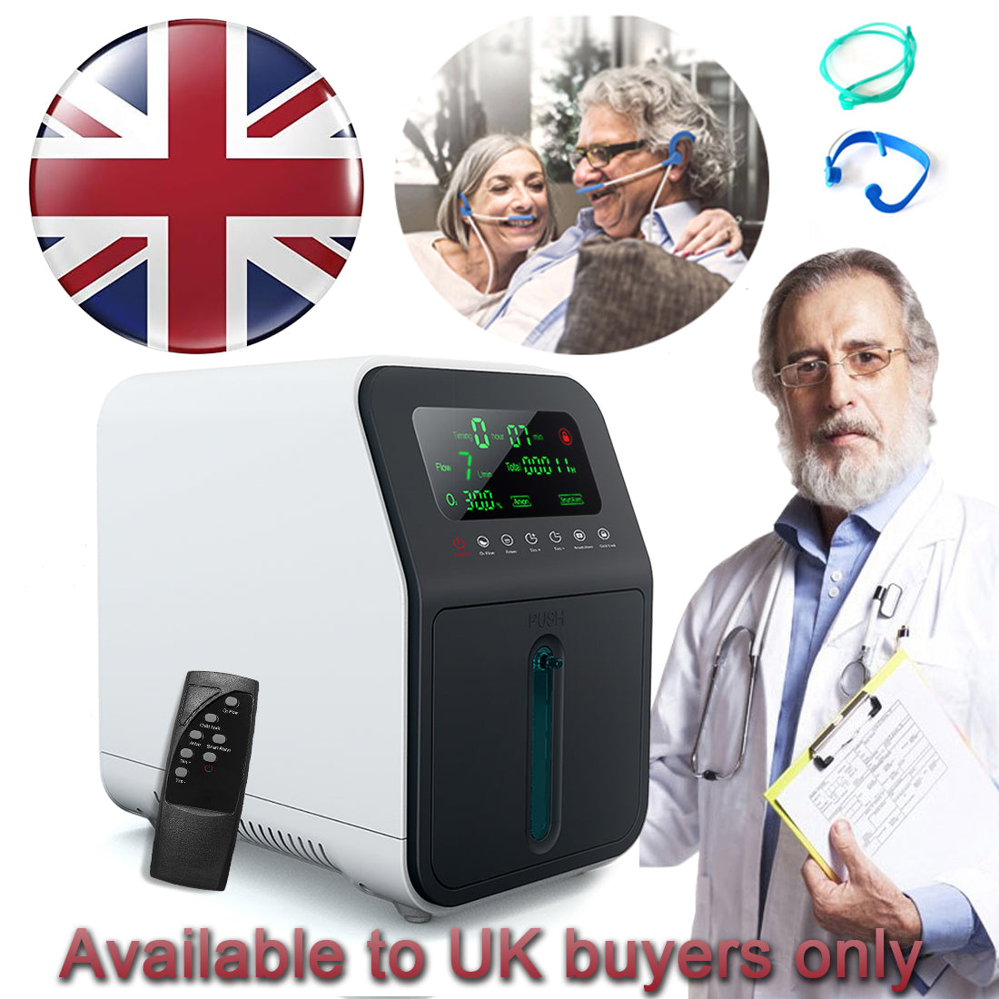 OSITO Oxygen Concentrator 1-7L/min Adjustable , 24h Continuous Flow ,90% Purity ,Low Noise ≤45dB SYK-608. Available to UK buyers only